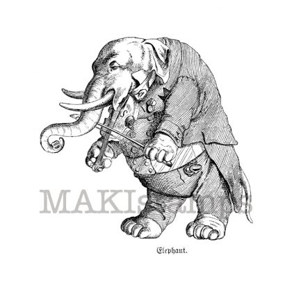 Stempelgummi Motivstempel Elefant spielt Geige (130401)
