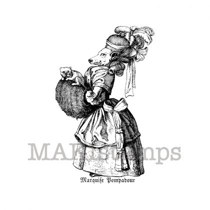 Stempelgummi Motivstempel Marquise de Pompadour als Hund (130403)