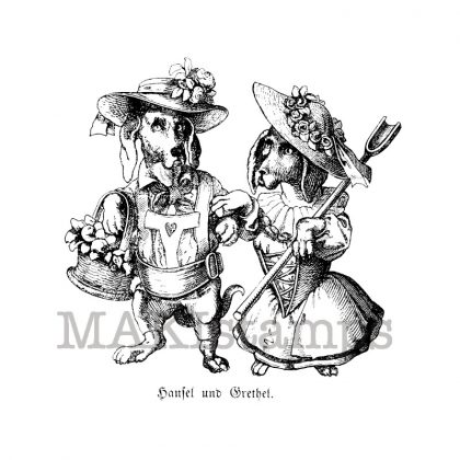 Märchenstempel Hänsel und Gretel als Hunde / Stempelgummi (130413)