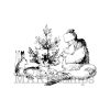 Pelzmärtel mit Hasen / Weihnachtsstempel / Stempelgummi (130502)