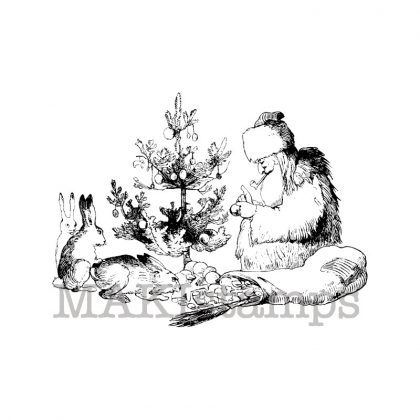 Pelzmärtel mit Hasen / Weihnachtsstempel / Stempelgummi (130502)