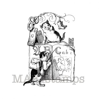 Schulstempel Katzen lernen ABC / Stempelgummi (130503)