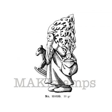 Santa Claus with christmas tree stamp makistamps