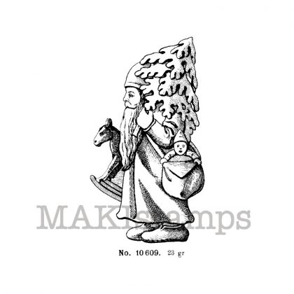 Santa Claus with christmas tree stamp makistamps