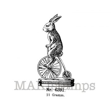 Osterstempel Vintage Osterhase auf Hochrad / Stempelgummi  (130508)