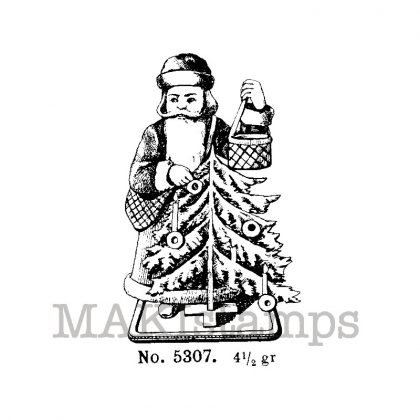 Santa Claus with christmas tree stamp makistamps