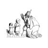 Weihnachtsstempel Knecht Ruprecht mit Kind und Hund (130510)
