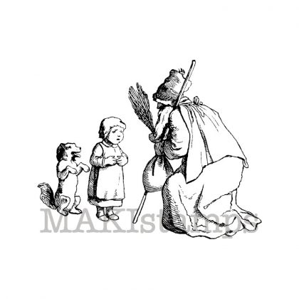 Weihnachtsstempel Knecht Ruprecht mit Kind und Hund (130510)