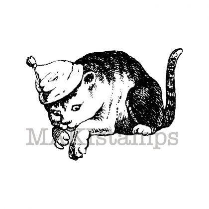 Katzenstempel Katze mit Mütze / Stempelgummi (130606)
