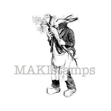 Hase mit Mohrrübe / Unmontiertes Stempelgummi / Osterstempel (130701)