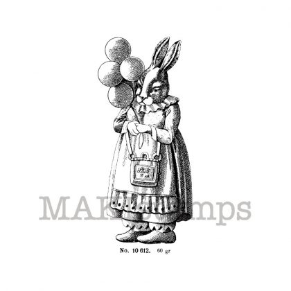 Female Hare with balloons makistamps