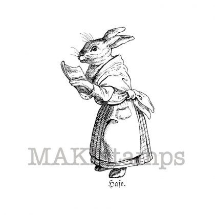 Female Hare with book makistamps