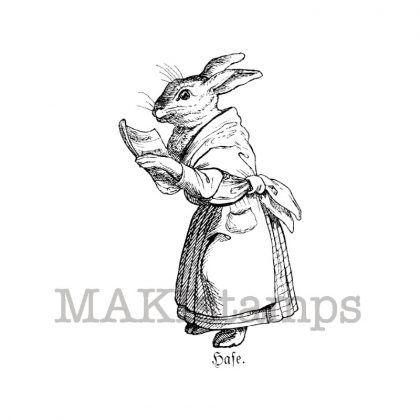 Häsin mit Buch / Gummistempel unmontiert / Ostern Stempel Häsin (130709)