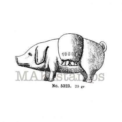 Lucky pig rubber stamp makistamps