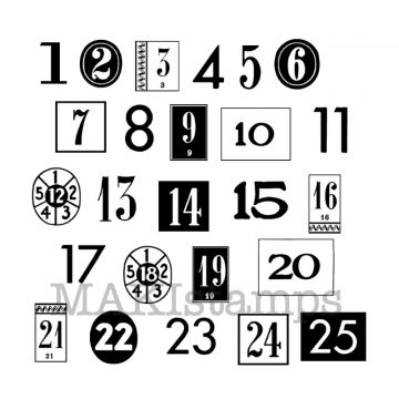 rubber art stamp numbers 1-25