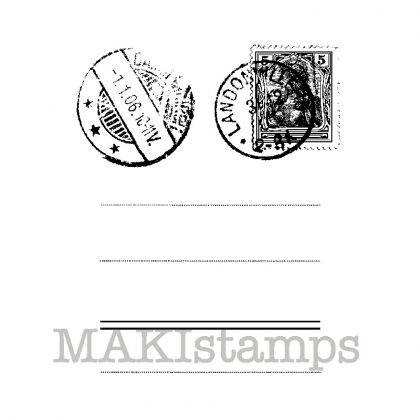 Stempel Set mit Anschriftenfeld, Poststempel und Briefmarke einer alten Postkarte - unmontiertes Stempelgummi oder auf Haftschaum (150310)