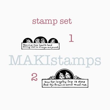 Journaling rubber stamp set with cute Brownies