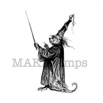 Halloween rubber stamp monkey wizard MAKIstamps