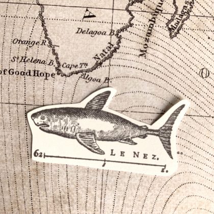 Shark rubber stamp from 1874 french encyclopedia - unmounted rubber stamp or cling stamp option (220202) - Image 3