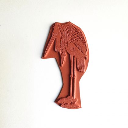 Large bird rubber stamp storck with blanket - unmounted rubber stamp or cling stamp option (230103) - Image 2