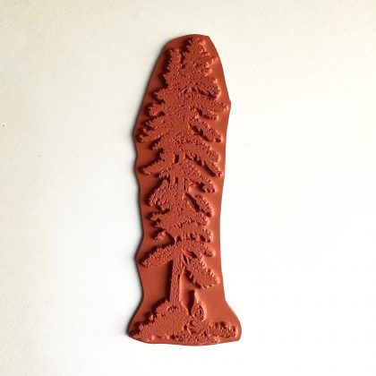 Holiday stamp Brownie with large fir tree - unmounted rubber stamp or cling stamp option (230121) - Image 2