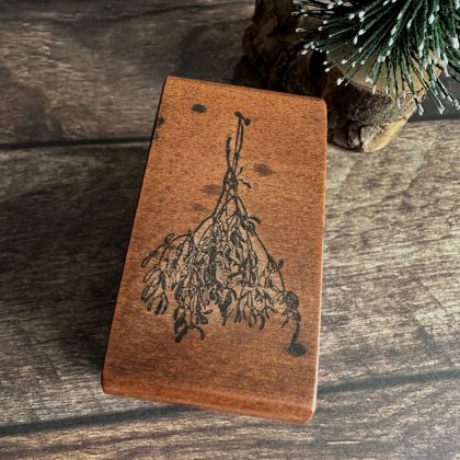 *Jedes Stück ein Unikat* Kleiner Mistelzweig Stempel holzmontiert auf Birnenholz (300000-17)