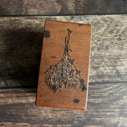 *Jedes Stück ein Unikat* Kleiner Mistelzweig Stempel holzmontiert auf Birnenholz (300000-18) – Bild 4