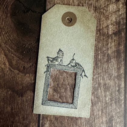 Rubber stamp little photo frame with cute Brownies - unmounted rubber stamp or cling stamp option (230521) - Image 2