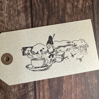 Rubber stamp little gnome making tea - unmounted rubber or cling stamp option (230703) - Image 3