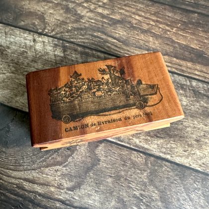 *Each one a unique piece* vintage Santa Claus rubber stamp mounted on plum wood (300000-33)