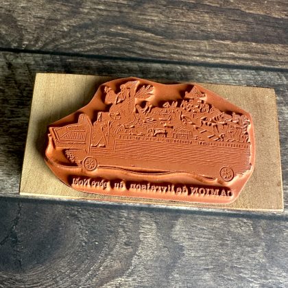 *Each one a unique piece* vintage Santa Claus rubber stamp mounted on plum wood (300000-33) - Image 2
