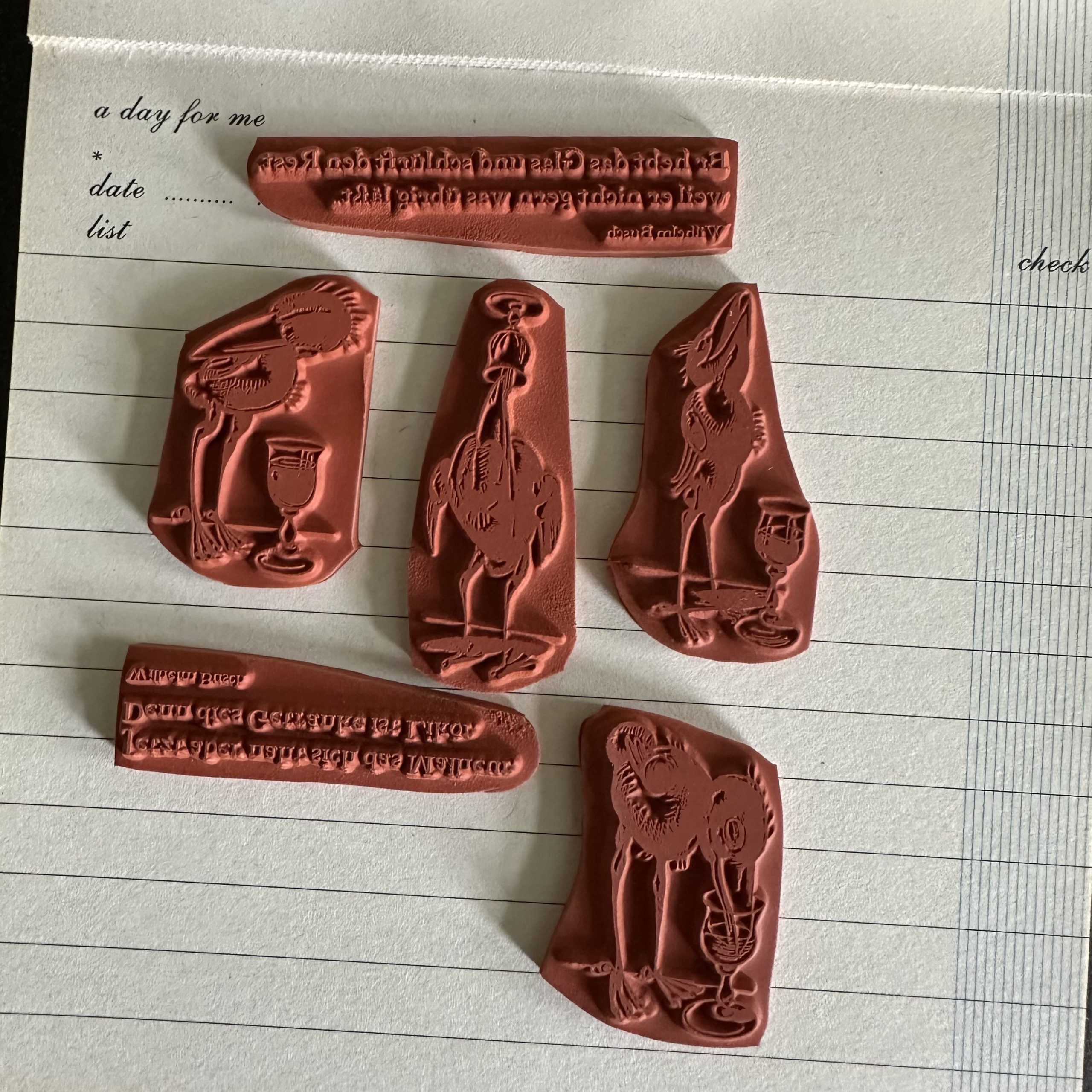 Stempel Set Rabe Huckbein mit Text Wilhelm Busch - unmontiertes Stempelgummi oder auf Haftschaum (260001) – Bild 2