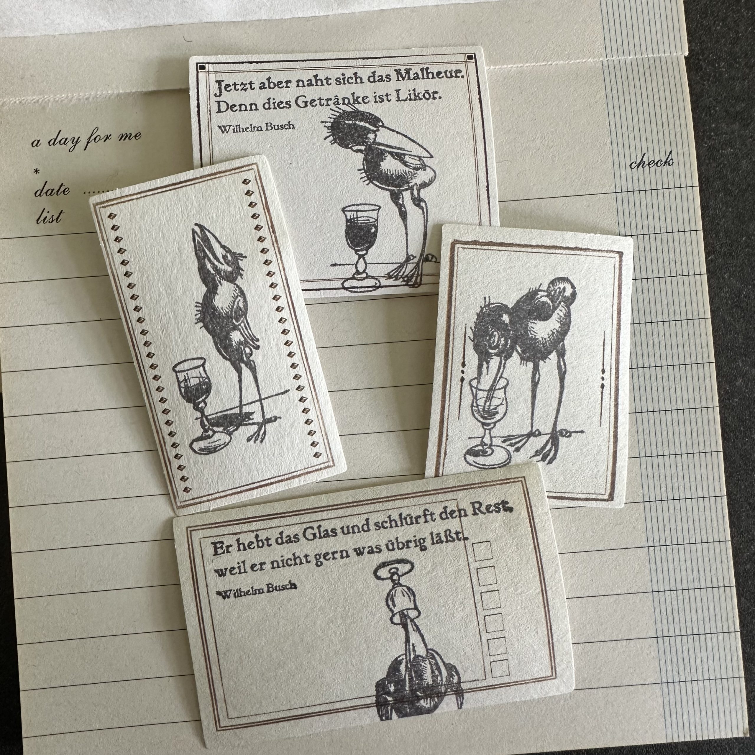 Stempel Set Rabe Huckbein mit Text Wilhelm Busch - unmontiertes Stempelgummi oder auf Haftschaum (260001) – Bild 3