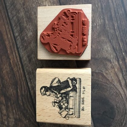 Rubber stamp santa on sledge