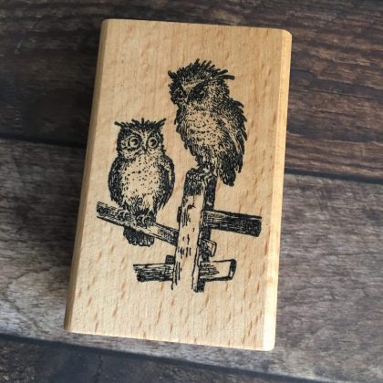 Owl rubber stamp wood mounted MAKIstamps