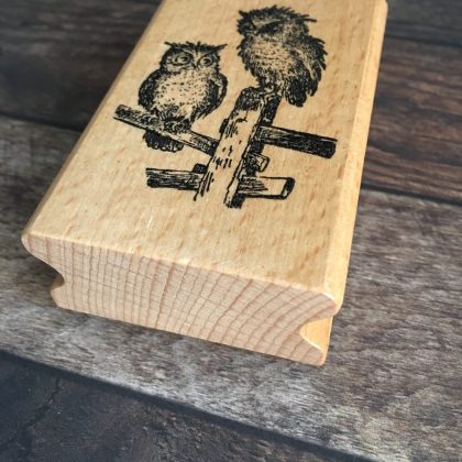 Owl rubber stamp wood mounted