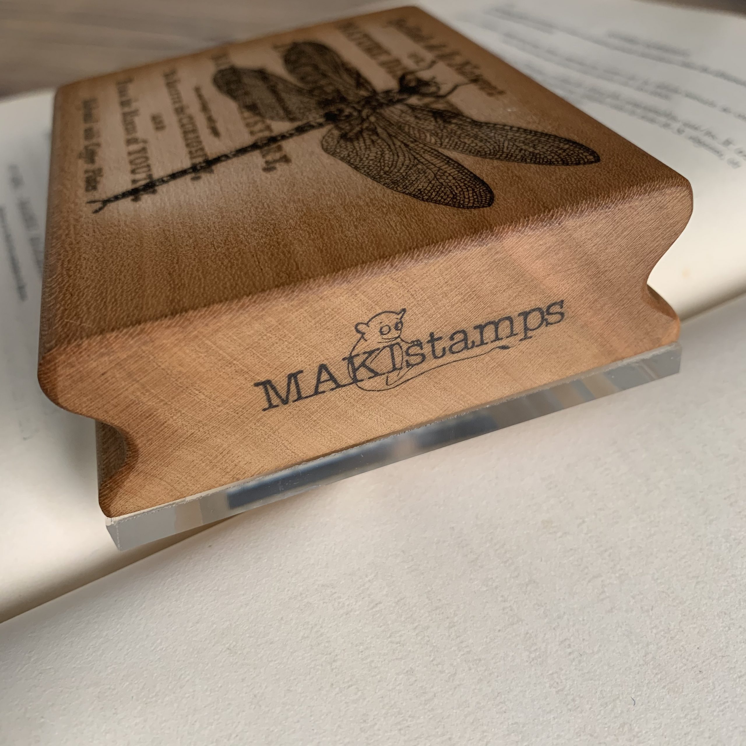 MAKIblock stamping block wood and acrylic layer size 80x100mm to use with EZ mounted rubber