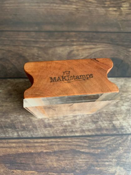 Kleiner MAKIblock Stempelblock (ein "Zwilling"...) aus Pflaumenholz und Acryl 60 x 60 x 30 mm mit Griffmulde (200000-11a) – Bild 4
