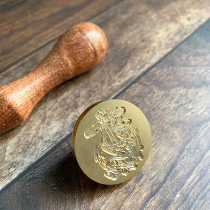 Victorian style fish embellishment wax seal stamp complete with special wooden handle (210028) - Image 2