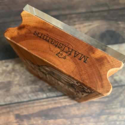 MAKIblock Stempelblock Pflaumenholz und Acryl 80 x 100 x 30 mm mit Griffmulde (190000-84) – Bild 4