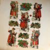 Oblaten / Glanzbilder Weihnachtsmänner mit Ilex (170050)