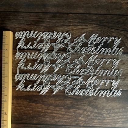 Dresden cardboard vintage style paper dies Merry Christmas silver (170057)