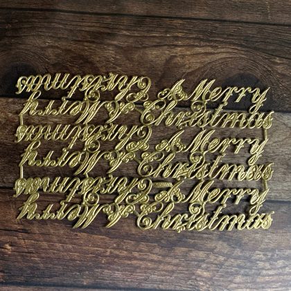 Dresden cardboard vintage style paper dies Merry Christmas gold (170058)