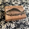 *Singleton* - rubber stamp carp - wood mounted on Black Cherry (300000-1)