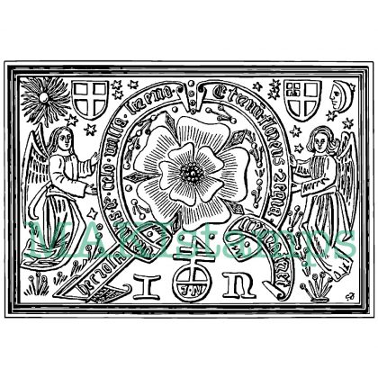 Rubber art stamp tudor rose