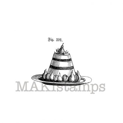 Stempel Nachtisch / Teller mit Cremespeise / Pudding / Gummistempel unmontiert  (140109)