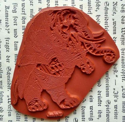 Elephant with fiddle stamp makistamps