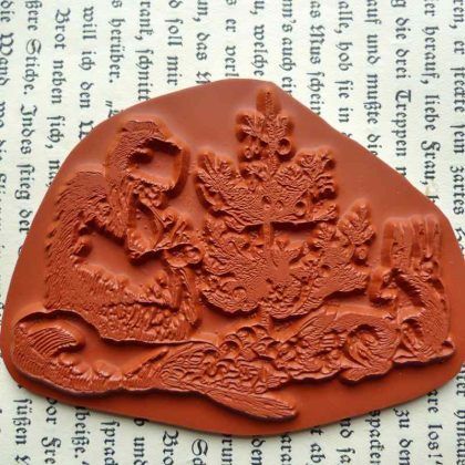 Pelzmärtel mit Hasen / Weihnachtsstempel / Stempelgummi (130502) – Bild 2