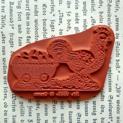 Oster Stempel Henne Hahn mit Eierkarren / Unmontiertes Stempelgummi (130716) – Bild 2