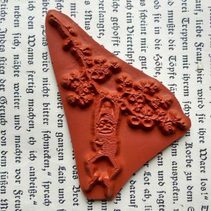 Browniestempel " Brownie im Apfelbaum " - unmontiertes Stempelgummi oder auf Haftschaum (131108) – Bild 2